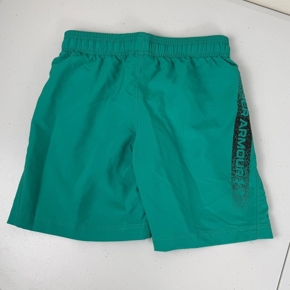 Under Armour UA Boys XS Green Woven Graphic‎ Shorts Athletic Training Loose Fit - Picture 2 of 9